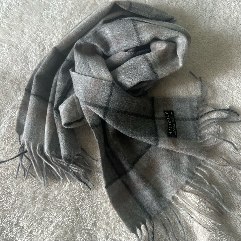 AMICALE Cashmere Men's 100% Cashmere Plaid Scarf